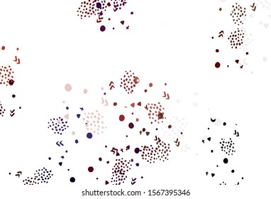 Light Pink, Red vector backdrop with memphis shapes. Colorful chaotic forms with gradient in modern style. Modern design for your business card.