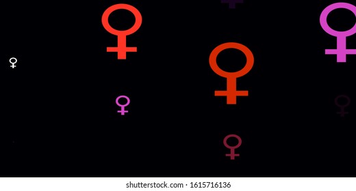 Light Pink, Red vector backdrop with woman's power symbols. Simple design in abstract style with women’s rights activism. New design for your web apps.