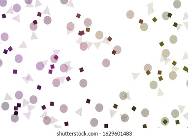 Light Pink, Red vector backdrop with lines, circles, rhombus. Illustration with colorful circles, triangles, rectangles. Pattern for commercials.