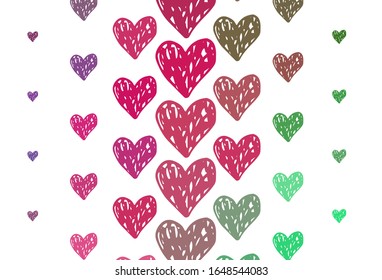 Light Pink, Red vector backdrop with sweet hearts. Decorative design with hearts in simple style . Design for a business advert of anniversary.