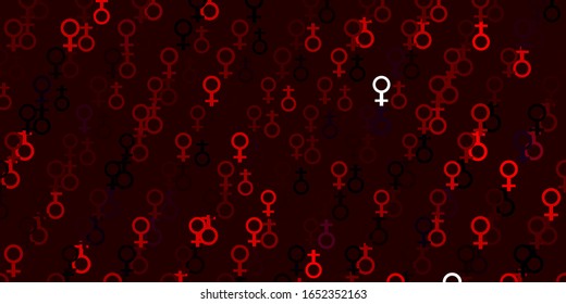 Light Pink, Red vector backdrop with woman's power symbols. Colorful illustration with gradient feminism shapes. Design for International Women’s Day.
