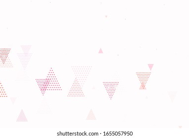 Fondo vector rojo claro con líneas, círculos. Hermosa ilustración con círculos, triángulos en estilo natural. Mejor diseño para afiche, pancarta.