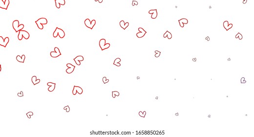 Light Pink, Red vector backdrop with sweet hearts. Blurred decorative design in doodle style with hearts. Design for your business advert of anniversary.