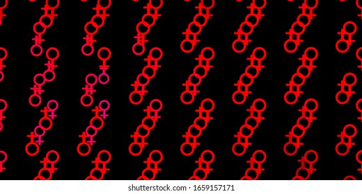 Light Pink, Red vector backdrop with woman's power symbols. Colorful feminism symbols with a gradient in modern style. Design for International Women’s Day.