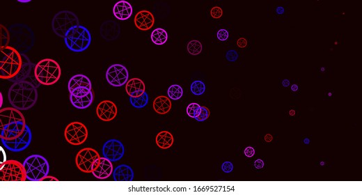 Light Pink, Red vector backdrop with mystery symbols. Retro design in abstract style with witchcraft forms. Background for esoteric, mystic designs.