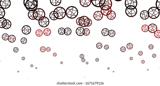 Light Pink, Red vector backdrop with mystery symbols. Colorful mystic symbols with a gradient in ancient style. Simple base for your occult design.