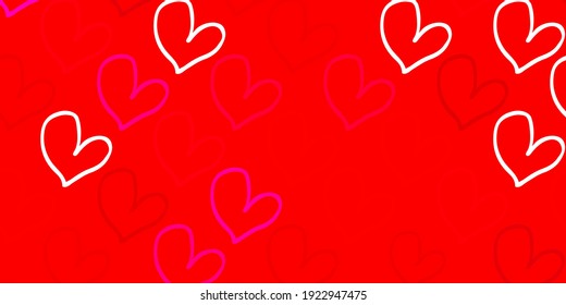 Light Pink, Red vector backdrop with sweet hearts. Colorful feminism symbols with a gradient in modern style. Design for International Women Day.