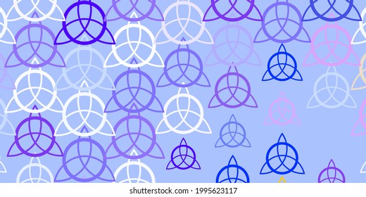 Light Pink, Red vector backdrop with mystery symbols. Colorful vintage illustration with gradient alchemy shapes. Design for magic, spiritual events.