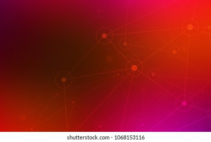 Light Pink, Red vector background with dots and lines. Design with connection of dots and lines on colorful background. Pattern can be used for futuristic ad, booklets.