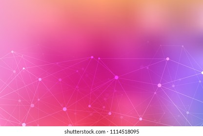 Light Pink, Red vector background with bubbles, lines. Abstract illustration with colorful discs and triangles. Completely new template for your brand book.