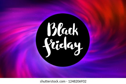 Light Pink, Red vector background with a black hole, sky. Illustration with colorful milky way stars and a black hole. Backdrop for ads, leaflets of Black Friday.