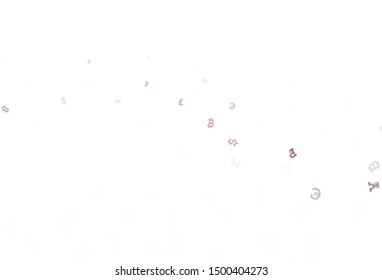 Light Pink, Red vector background with financial symbols. Abstract illustration with colored financial digital symbols. Design for ad, poster, banner of money making.