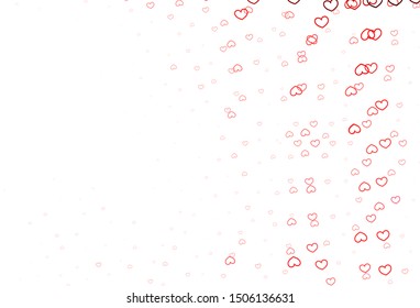 Light Pink, Red vector background with hearts. Illustration with hearts in love concept for valentine's day. Pattern for carnival, festival romantic leaflets.