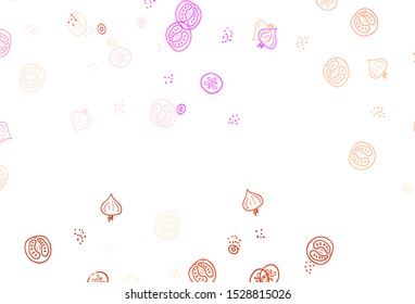 Light Pink, Red vector background with cuisine gourmet. Abstract background with colorful Fast Food illustrations. Pattern for ads of breakfast, lunch, dinner.