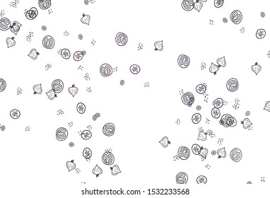 Light Pink, Red vector background with tasty food. Decorative illustration with food on abstract template. Doodle design for your business advert of cafes.