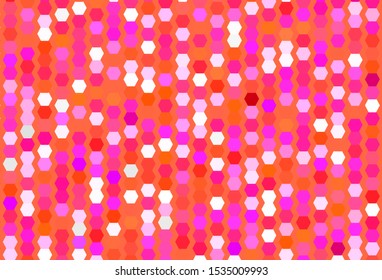 Light Pink, Red vector background with set of hexagons. Glitter abstract illustration in hexagonal style. Pattern for ads, leaflets.
