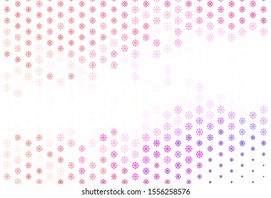 Light Pink, Red vector background with xmas snowflakes. Colorful snowflakes with gradient on abstract background. New year design for business advert.