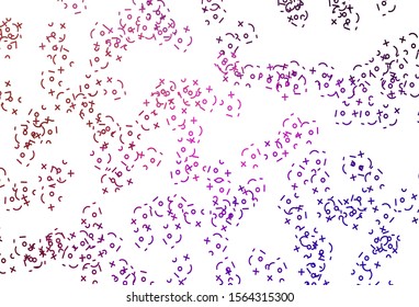 Light Pink, Red vector background with arithmetic signs. Illustration with Numeral symbols on abstract template. Pattern for ad, booklets, leaflets of education.