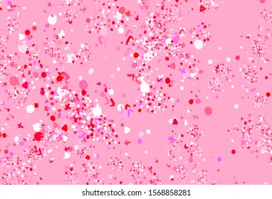 Light Pink, Red vector background with abstract shapes. Colorful chaotic forms with gradient in modern style. Modern design for your business card.