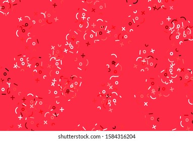 Light Pink, Red vector background with arithmetic signs. Modern geometrical illustration with numerals. Pattern for school, grammar websites.