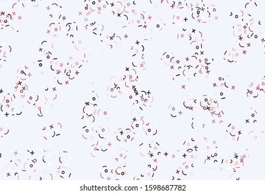 Light Pink, Red vector background with arithmetic signs. Abstract illustration with colored algebra signs. Pattern for ad, booklets, leaflets of education.