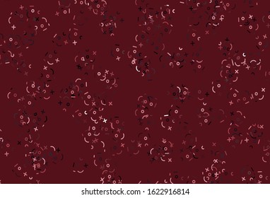 Light Pink, Red vector background with arithmetic signs. Modern geometrical illustration with numerals. Best design a poster, banner of a math college.
