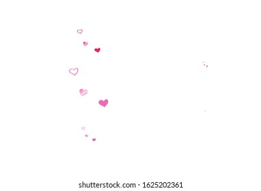 Light Pink, Red vector background with Shining hearts. Decorative design with hearts in simple style . Pattern for marriage gifts, congratulations.