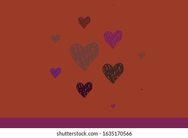 Light Pink, Red vector background with Shining hearts. Beautiful abstract hearts on colorful gradient background. Pattern for valentine's ad, booklets.