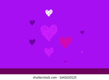 Light Pink, Red vector background with Shining hearts. Beautiful abstract hearts on colorful gradient background. Pattern for valentine's ad, booklets.