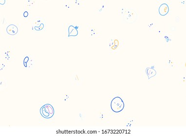 Light Pink, Red vector background with tasty food. Colorful decorative design of snacks in doodle style. Design for ad, poster, banner of cafes or restaurants.