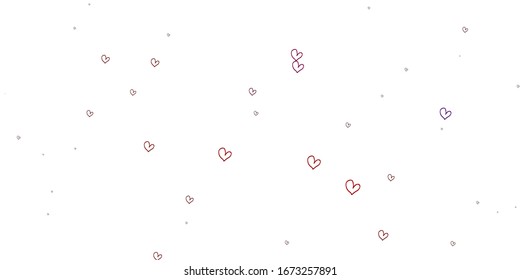 Light Pink, Red vector background with hearts. Hearts on blurred abstract background with colorful gradient. Pattern for carnival, festival romantic leaflets.