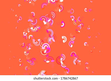 Light Pink, Red vector background with rainbow symbols. Abstract illustration with gradient rainbow shapes. Sketch for fun designs.