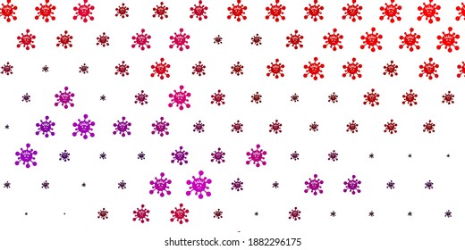 Light Pink, Red vector background with covid-19 symbols. Colorful abstract illustration with gradient medical shapes. Best design for quarantine events.