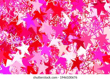 Light Pink, Red vector background with colored stars. Glitter abstract illustration with colored stars. Best design for your ad, poster, banner.