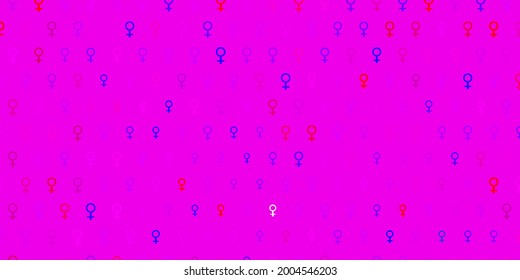 Light Pink, Red vector background with woman symbols. Abstract illustration with a depiction of women power. Elegant design for wallpapers.