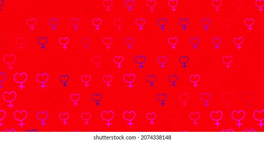 Light Pink, Red vector background with woman symbols. Illustration with signs of women strength and power. Best design to show the power of women.