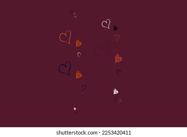 Light Pink, Red vector background with hearts. Decorative design with hearts in simple style . Template for Valentine's greeting postcards.
