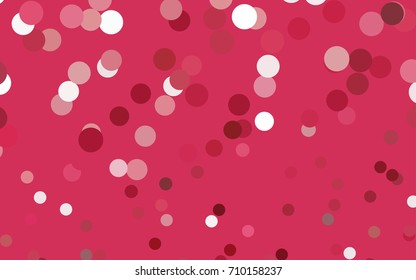 Light Pink, Red vector banner with circles, spheres. Abstract spots. Background of Art bubbles in halftone style with colored gradient.