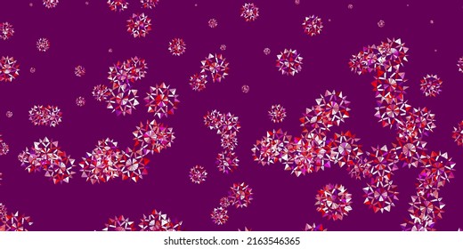 Light pink, red vector beautiful snowflakes backdrop with flowers. Gradient colorful illustration with snow elements in xmas style. New year ad, booklets pattern.