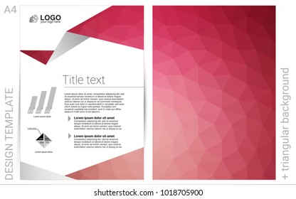 Light Pink, Red vector  brochure for ui, ux design. Beautiful colored sample in A4 size. Pattern for beautiful business cards, folders.