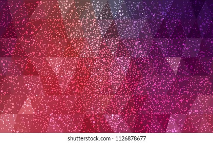 Light Pink, Red vector christmas postcard low polygon background. Illustration consisting of triangles. Abstract triangular polygonal origami or crystal design of New Year celebration.