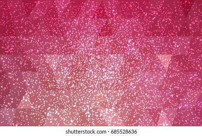 Light Pink, Red vector christmas polygon background. Low poly Illustration consisting of triangles with snowflakes. Texture background of New Year celebration.