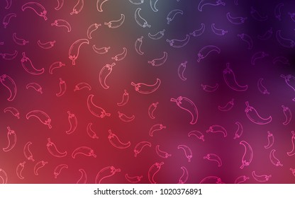 Light Pink, Red vector cover with chili peppers. Beautiful colored illustration with pepers in doodle style. Pattern for ads of breakfast, lunch, dinner.