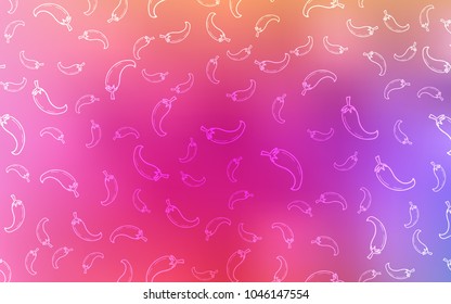 Light Pink, Red vector cover with chili peppers. peppers on blurred abstract background with colorful gradient. Pattern for menu of cafes, bars, restaurants.
