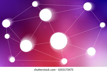 Light Pink, Red vector cover with spots, lines. Design with connection of dots and lines on colorful background. Pattern can be used for futuristic ad, booklets.