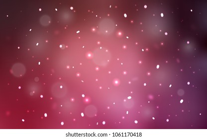 Light Pink, Red vector cover with beautiful snowflakes. Snow on blurred abstract background with gradient. The template can be used as a new year background.