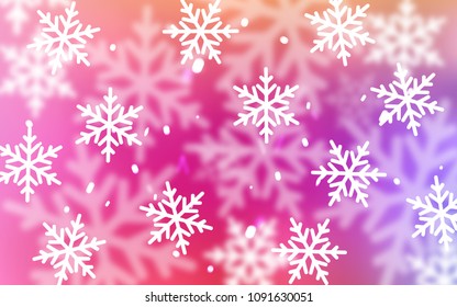 Light Pink, Red vector cover with beautiful snowflakes. Modern geometrical abstract illustration with crystals of ice. The pattern can be used for year new  websites.