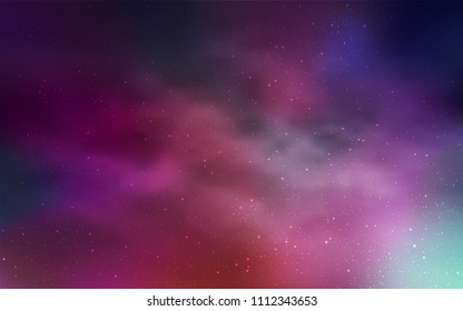 Light Pink, Red vector cover with astronomical stars. Glitter abstract illustration with colorful cosmic stars. Pattern for astronomy websites.
