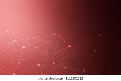 Light Pink, Red vector cover with spots, lines. Glitter abstract illustration with connection of triangle structure. Pattern can be used for ads, leaflets.