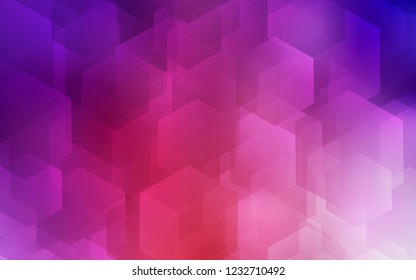 Light Pink, Red vector cover with set of hexagons. Colorful hexagons on white backdrop. New template for your brand book.